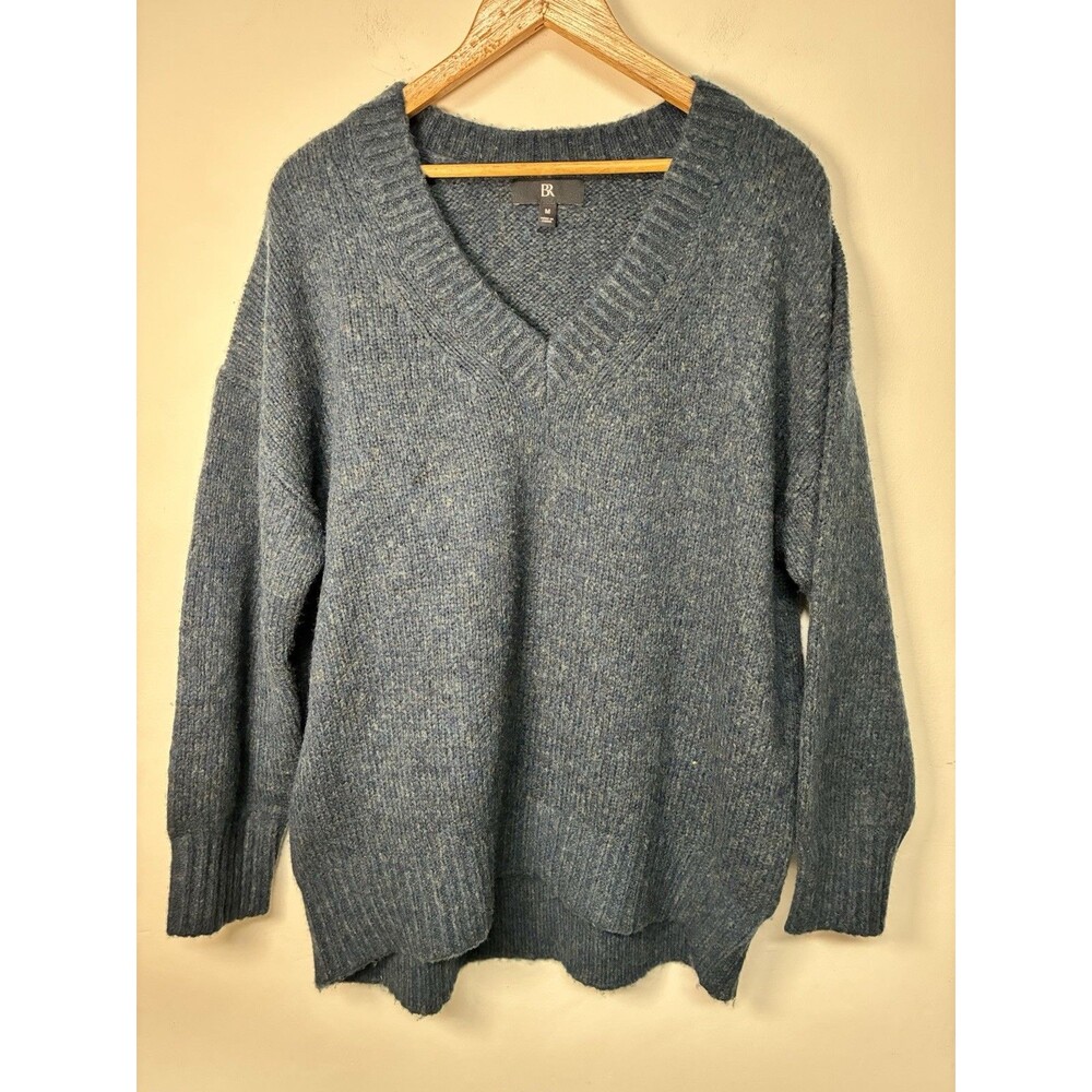 Banana Republic V Neck Wool Sweater Women’s Medium Dark Blue Pullover Heavy